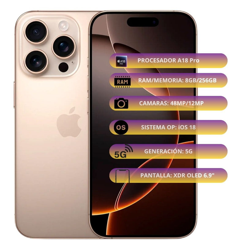 Celular Reacondicionado iPhone 16 Pro Max 256GB - Titanio Desierto