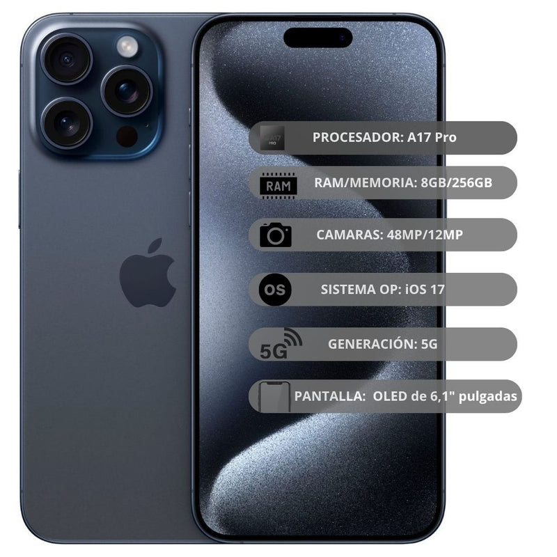 Celular Reacondicionado iPhone 15 Pro 256GB - Azul