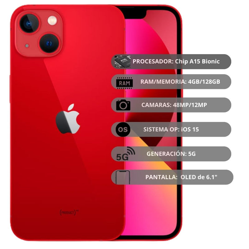 Celular Reacondicionado iPhone 13 128GB - Rojo