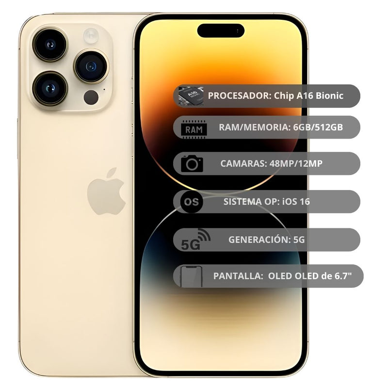 Celular Reacondicionado iPhone 14 Pro Max 512GB - Dorado