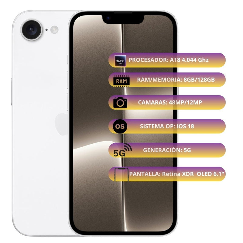 Celular Reacondicionado iPhone 16e 128GB - Blanco