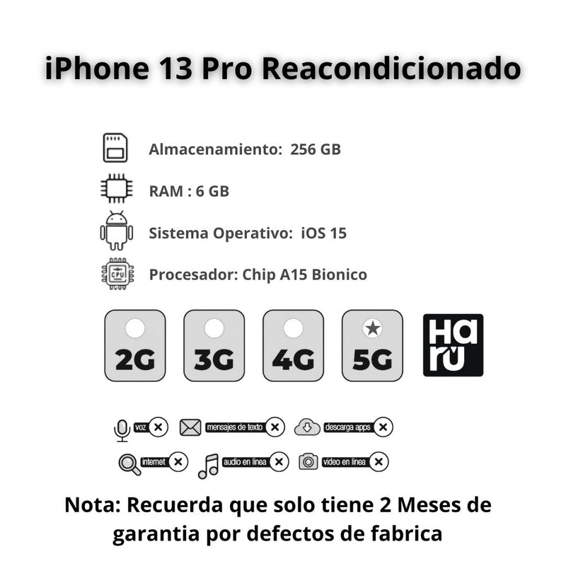 Celular Reacondicionado iPhone 13 Pro 256GB - Blanco