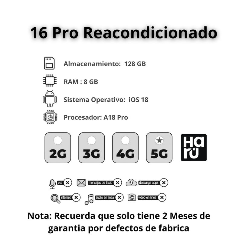 Celular Reacondicionado iPhone 16 Pro 128GB - Titanio Desierto