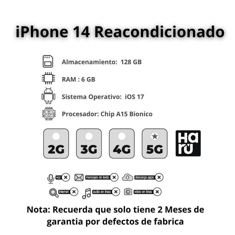 Celular Reacondicionado iPhone 14 128GB - Purpura