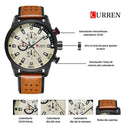 Reloj CURREN 8250 Café-Champaña Diseño Elegante