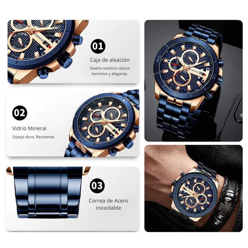 Reloj CURREN 8337 Cronógrafo Para Hombre - Azul