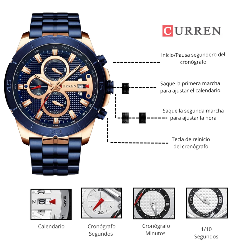 Reloj CURREN 8337 Cronógrafo Para Hombre - Azul