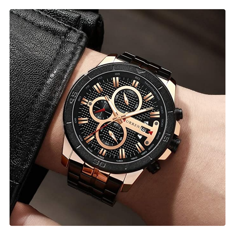 Reloj CURREN 8337 Cronógrafo Para Hombre Bicolor negro