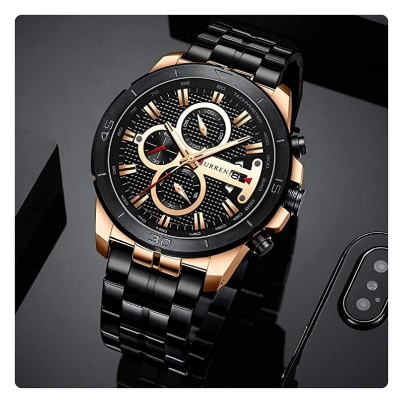 Reloj CURREN 8337 Cronógrafo Para Hombre Bicolor negro