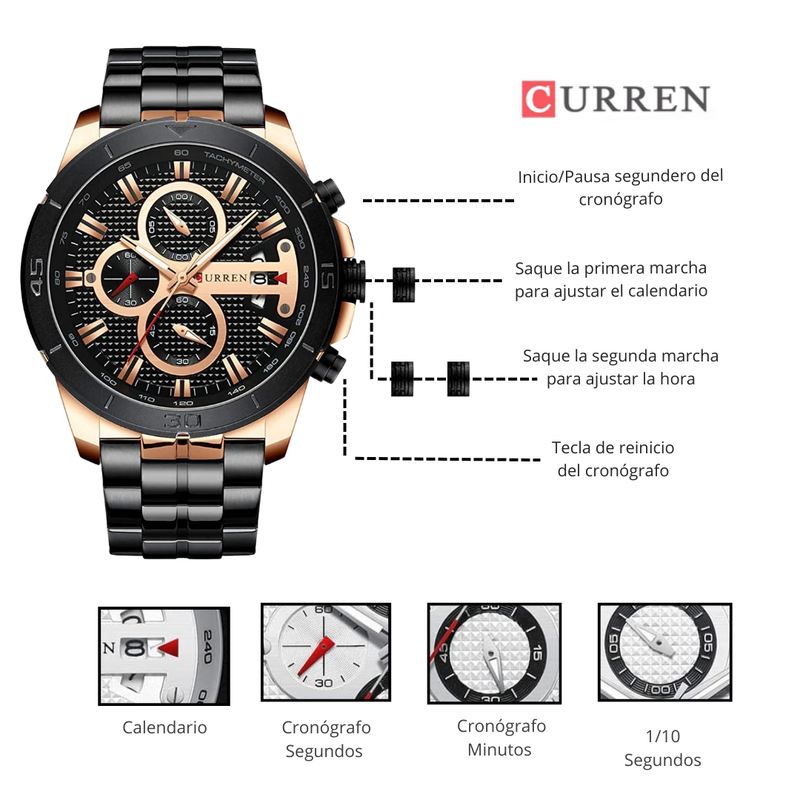 Reloj CURREN 8337 Cronógrafo Para Hombre Bicolor negro