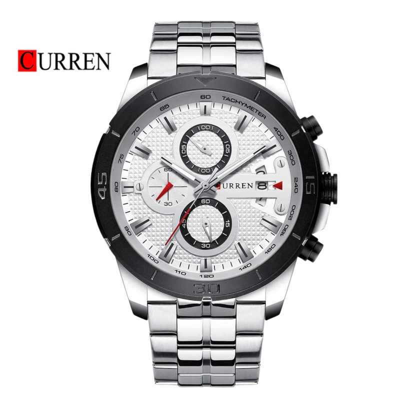 Reloj CURREN 8337 Cronógrafo Para Hombre - Plateado