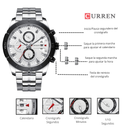 Reloj CURREN 8337 Cronógrafo Para Hombre - Plateado