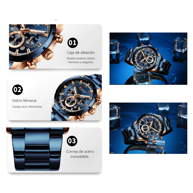 Reloj CURREN 8355 Cronógrafo Para Hombre - Azul
