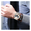 Reloj CURREN 8355 Cronógrafo Para Hombre Punteros Dorados