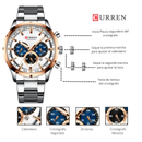 Reloj CURREN 8355 Cronógrafo Para Hombre Punteros Dorados
