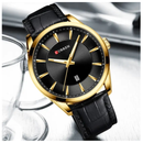 Reloj Curren 8365 Negro-Dorado Cuero Diseño Elegante