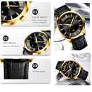 Reloj Curren 8365 Negro-Dorado Cuero Diseño Elegante
