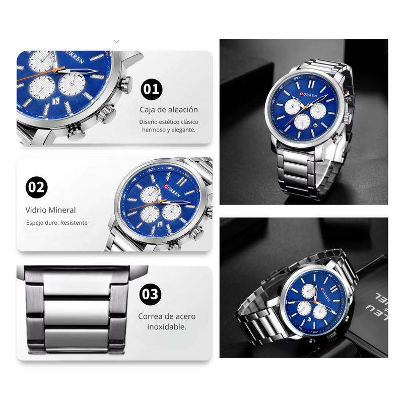 Reloj CURREN 8315 Para Hombre Plateado - Azul