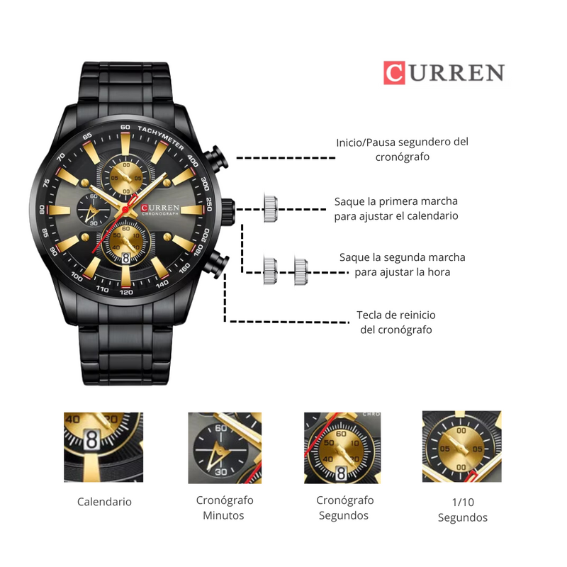 Reloj CURREN 8351 Cronógrafo Para Hombre Negro