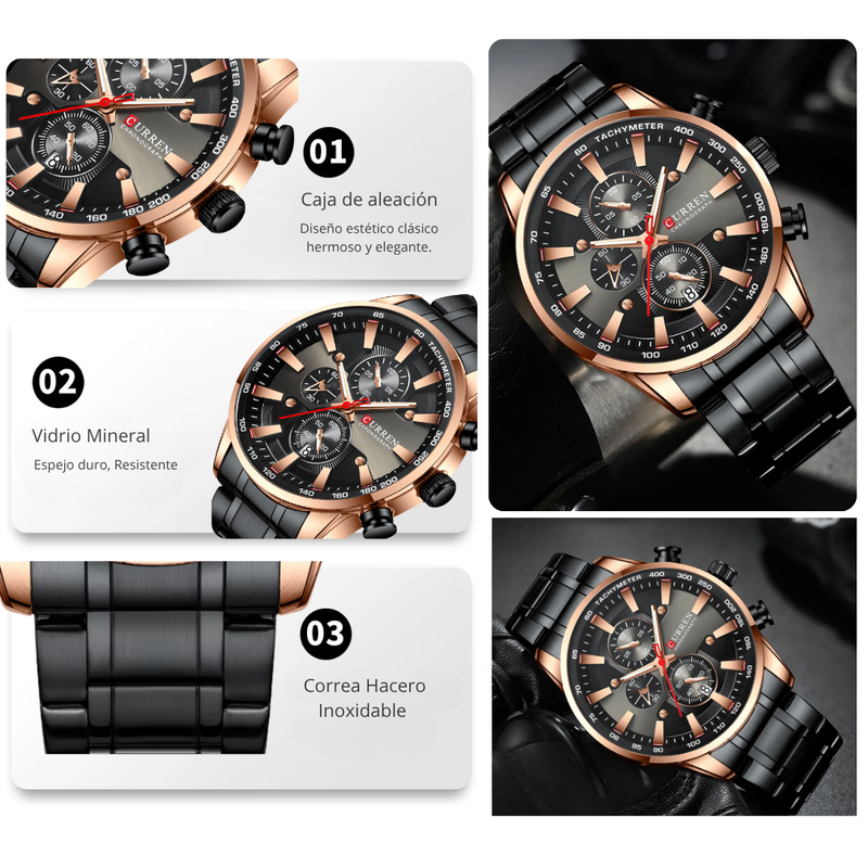 Reloj CURREN Cronógrafo 8351 Para Hombre - Negro