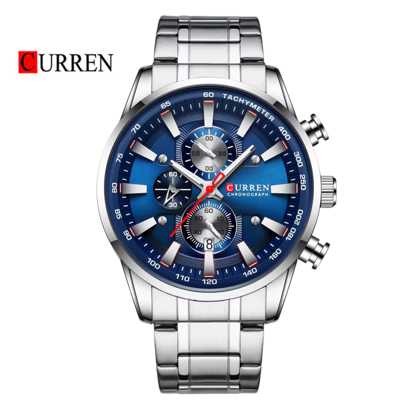Reloj CURREN Cronógrafo 8351 Para Hombre - Plateado Azul