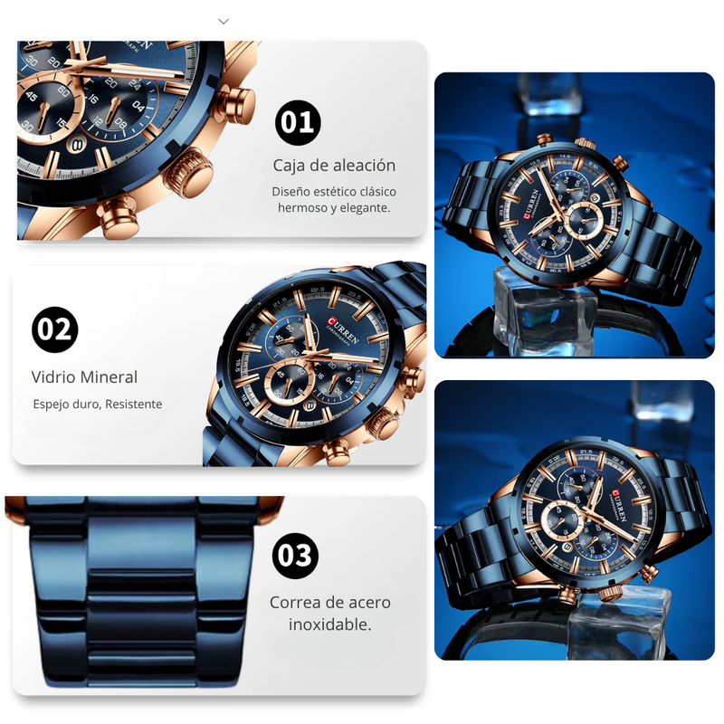 Reloj CURREN 8355 Cronógrafo Para Hombre - Azul