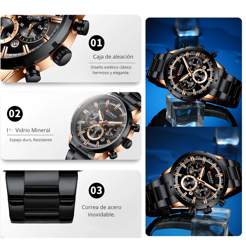 Reloj CURREN 8355 Cronógrafo Para Hombre - Negro