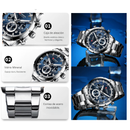 Reloj CURREN 8355 Cronógrafo Para Hombre Plateado Fondo Azul