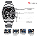 Reloj CURREN 8355 Cronógrafo Para Hombre - Plateado
