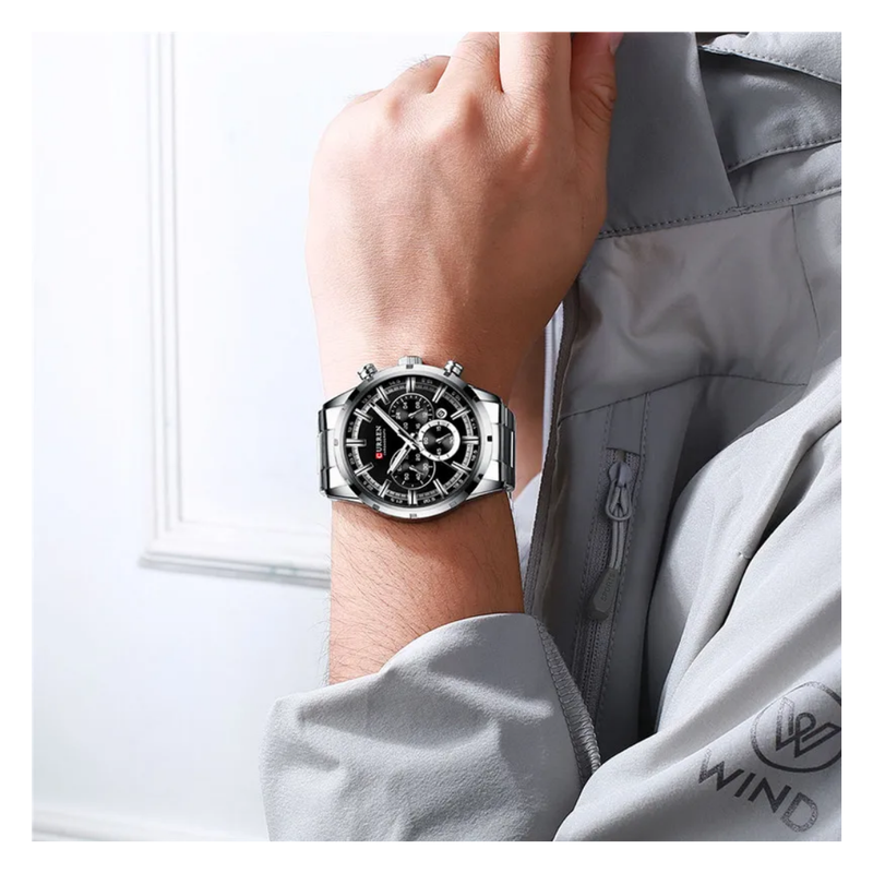 Reloj CURREN 8355 Cronógrafo Para Hombre - Plateado
