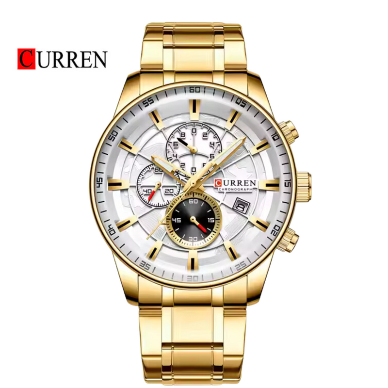 Reloj CURREN 8362 Cronógrafo Para Hombre Dorado