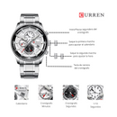 Reloj CURREN 8362 Cronógrafo Para Hombre Plateado