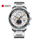 Reloj CURREN 8362 Cronógrafo Para Hombre Plateado