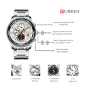 Reloj CURREN 8362 Cronógrafo Para Hombre Plateado