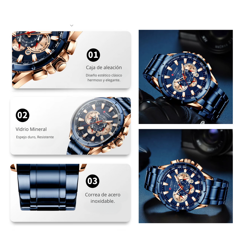 Reloj CURREN 8363 Cronógrafo Para Hombre - Azul