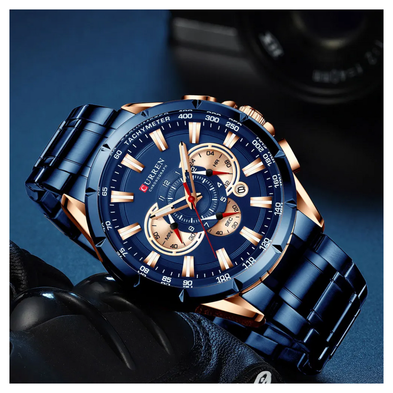 Reloj CURREN 8363 Cronógrafo Para Hombre - Azul