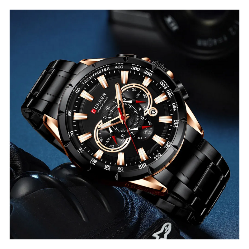Reloj CURREN 8363 Cronógrafo Para Hombre Negro