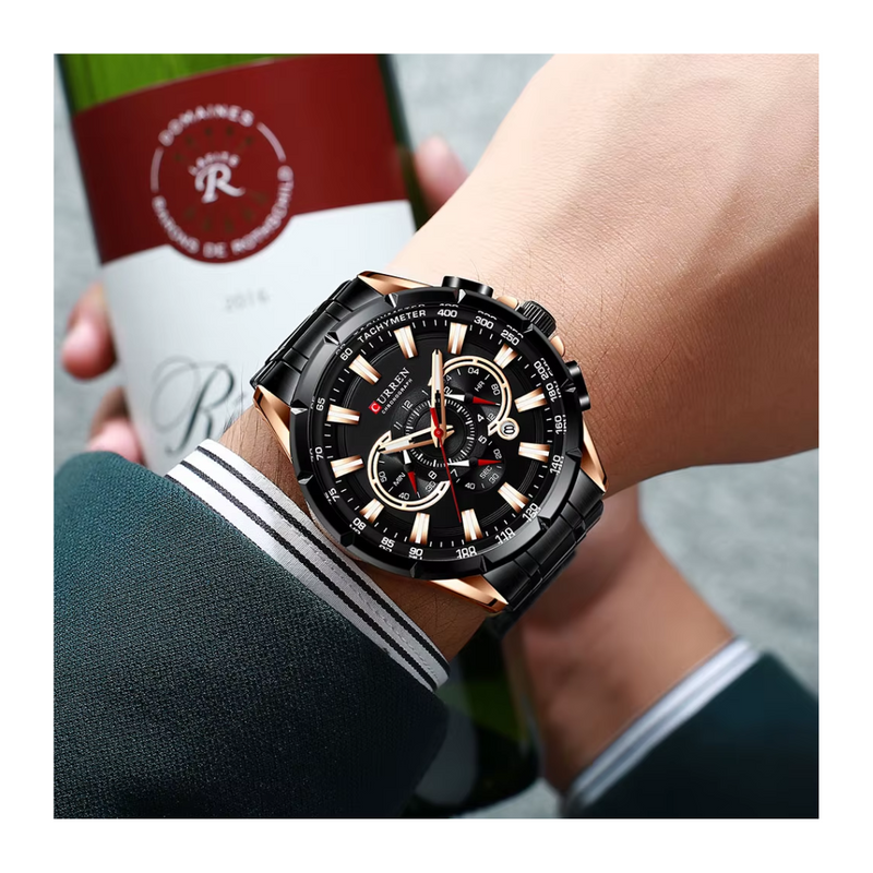 Reloj CURREN 8363 Cronógrafo Para Hombre Negro