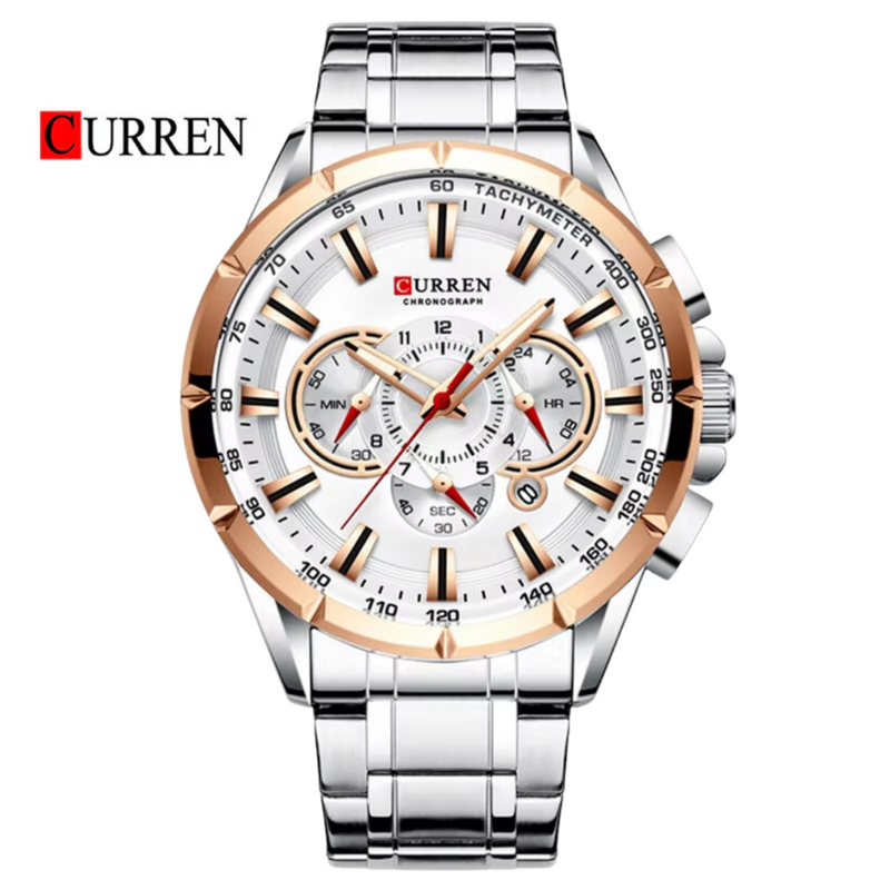 Reloj CURREN 8363 Cronógrafo Para Hombre Plateado - Dorado