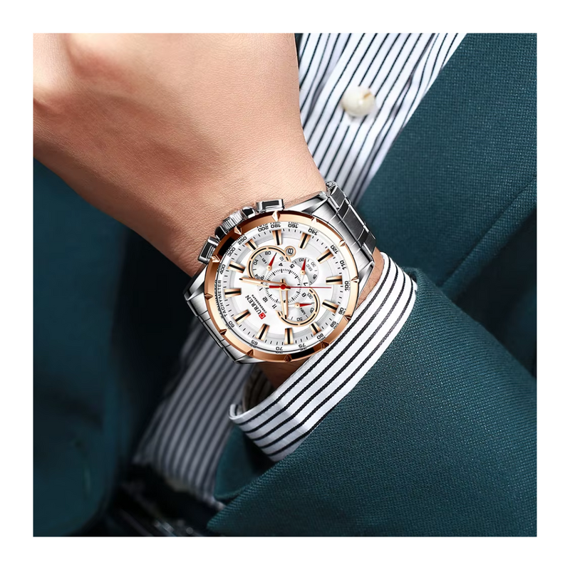 Reloj CURREN 8363 Cronógrafo Para Hombre Plateado - Dorado