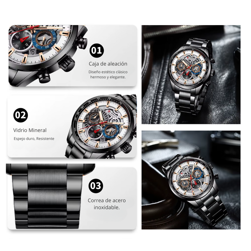 Reloj CURREN 8391 Cronógrafo Para Hombre Negro
