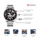 Reloj CURREN 8395 Cronógrafo Para Hombre Plateado