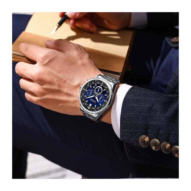Reloj CURREN 8399 Cronógrafo Para Hombre - Fondo Azul