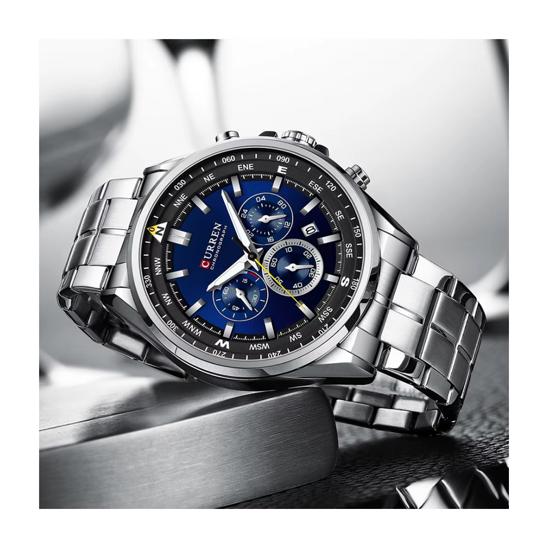 Reloj CURREN 8399 Cronógrafo Para Hombre - Fondo Azul