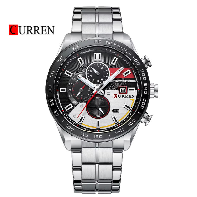 Reloj CURREN 8410 Cronógrafo Para Hombre Plateado