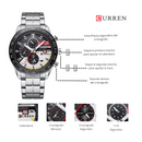 Reloj CURREN 8410 Cronógrafo Para Hombre Plateado