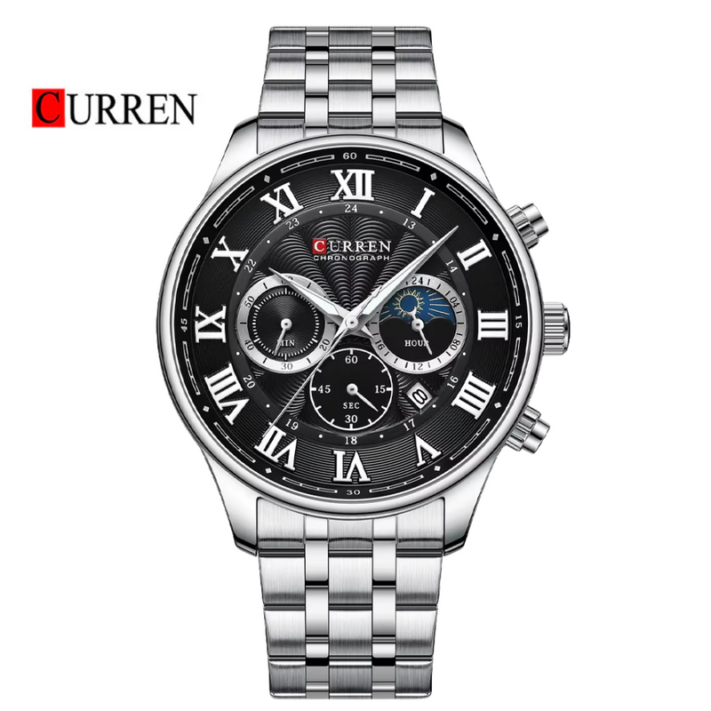 Reloj CURREN 8427 Cronógrafo Para Hombre Plateado
