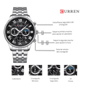 Reloj CURREN 8427 Cronógrafo Para Hombre Plateado