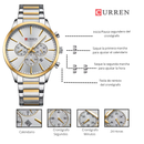 Reloj CURREN Cronógrafo 8435 Para Hombre Plateado Bicolor