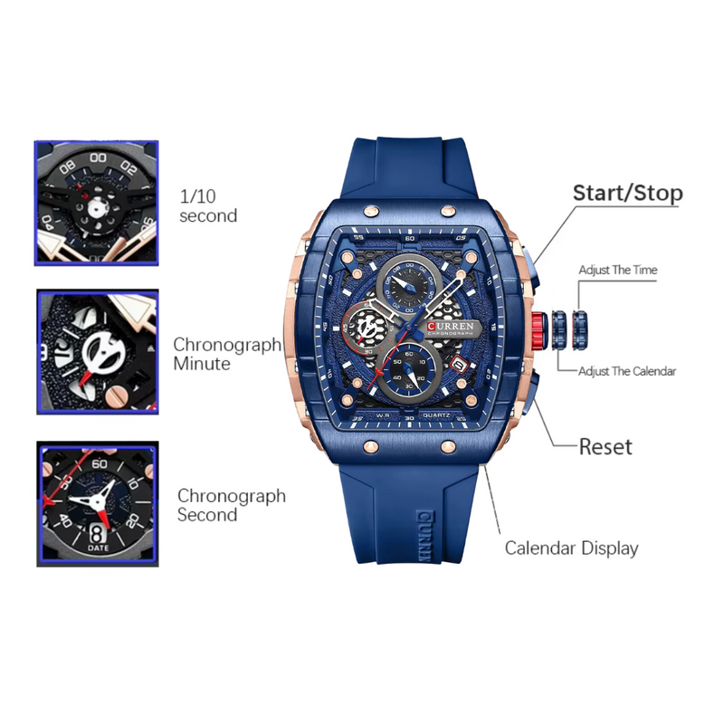 Reloj Curren Modelo 8442 Deportivo - Azul